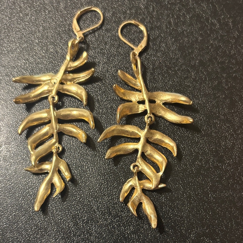Boho Dangle Earrings Golden Leaf,Orange Beaded Boho, Sky Blue Chandelier READ - Picture 3 of 14